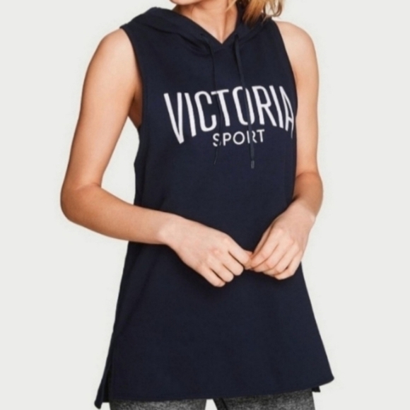 Victoria's Secret Sport Sleeveless Tunic Hoodie in Navy Blue Medium Small - Picture 1 of 7